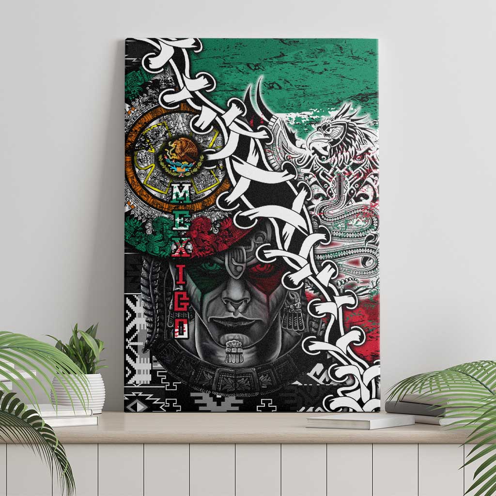 Aztec Warrior Mexican Canvas Wall Art Aztec Calendar Coat of Arms