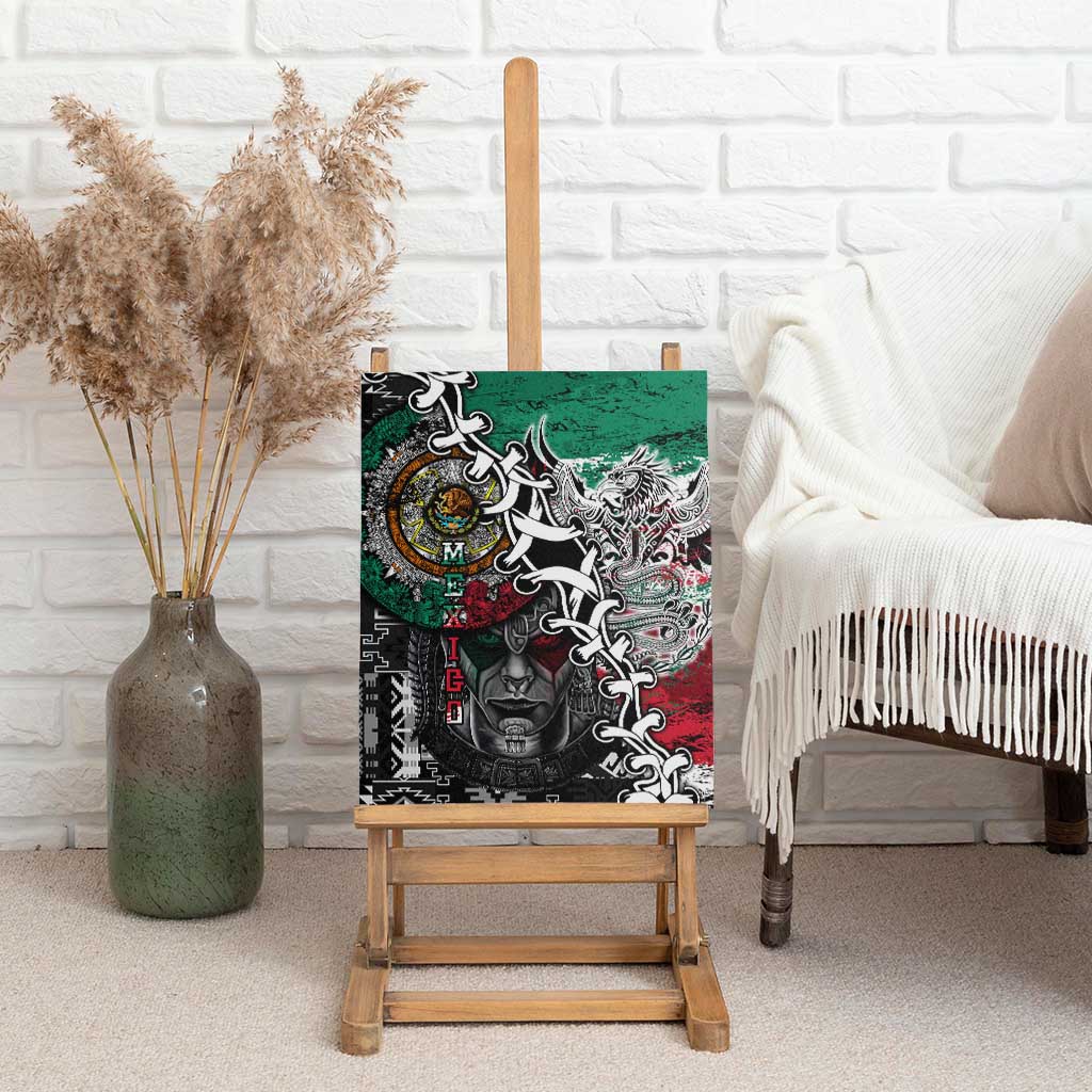 Aztec Warrior Mexican Canvas Wall Art Aztec Calendar Coat of Arms