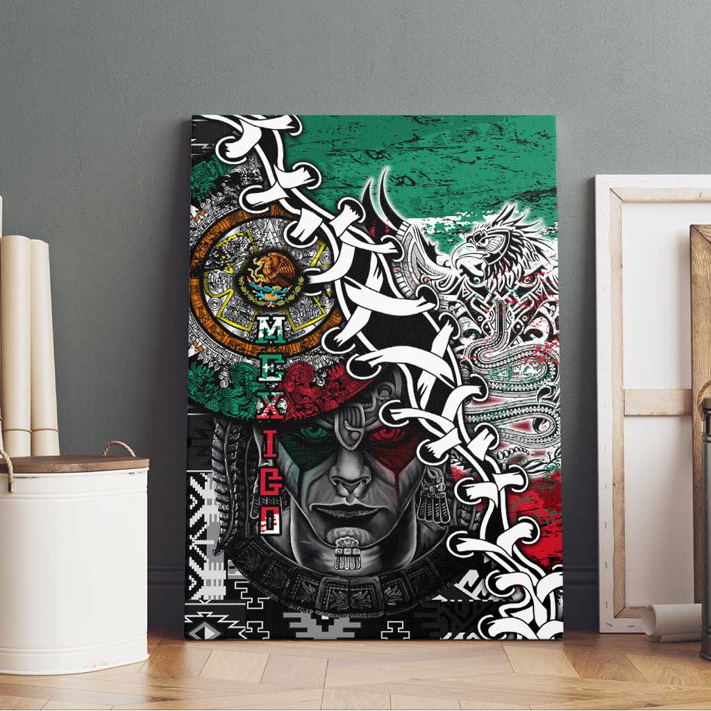 Aztec Warrior Mexican Canvas Wall Art Aztec Calendar Coat of Arms