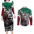 Aztec Warrior Mexican Couples Matching Long Sleeve Bodycon Dress and Long Sleeve Button Shirt Aztec Calendar Coat of Arms
