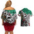 Aztec Warrior Mexican Couples Matching Off Shoulder Short Dress and Hawaiian Shirt Aztec Calendar Coat of Arms