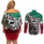 Aztec Warrior Mexican Couples Matching Off Shoulder Short Dress and Long Sleeve Button Shirt Aztec Calendar Coat of Arms