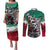 Aztec Warrior Mexican Couples Matching Puletasi and Long Sleeve Button Shirt Aztec Calendar Coat of Arms