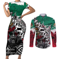 Aztec Warrior Mexican Couples Matching Short Sleeve Bodycon Dress and Long Sleeve Button Shirt Aztec Calendar Coat of Arms