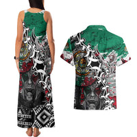 Aztec Warrior Mexican Couples Matching Tank Maxi Dress and Hawaiian Shirt Aztec Calendar Coat of Arms