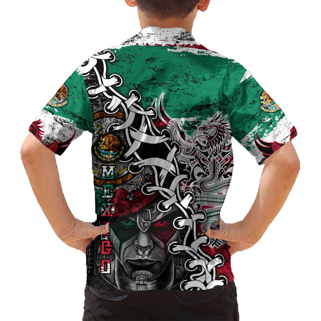 Aztec Warrior Mexican Family Matching Off Shoulder Maxi Dress and Hawaiian Shirt Aztec Calendar Coat of Arms