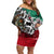 Aztec Warrior Mexican Family Matching Off Shoulder Short Dress and Hawaiian Shirt Aztec Calendar Coat of Arms