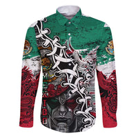Aztec Warrior Mexican Family Matching Puletasi and Hawaiian Shirt Aztec Calendar Coat of Arms