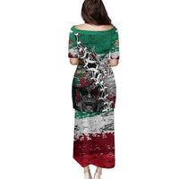 Aztec Warrior Mexican Family Matching Puletasi and Hawaiian Shirt Aztec Calendar Coat of Arms