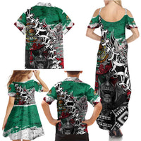 Aztec Warrior Mexican Family Matching Summer Maxi Dress and Hawaiian Shirt Aztec Calendar Coat of Arms