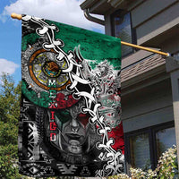 Aztec Warrior Mexican Garden Flag Aztec Calendar Coat of Arms