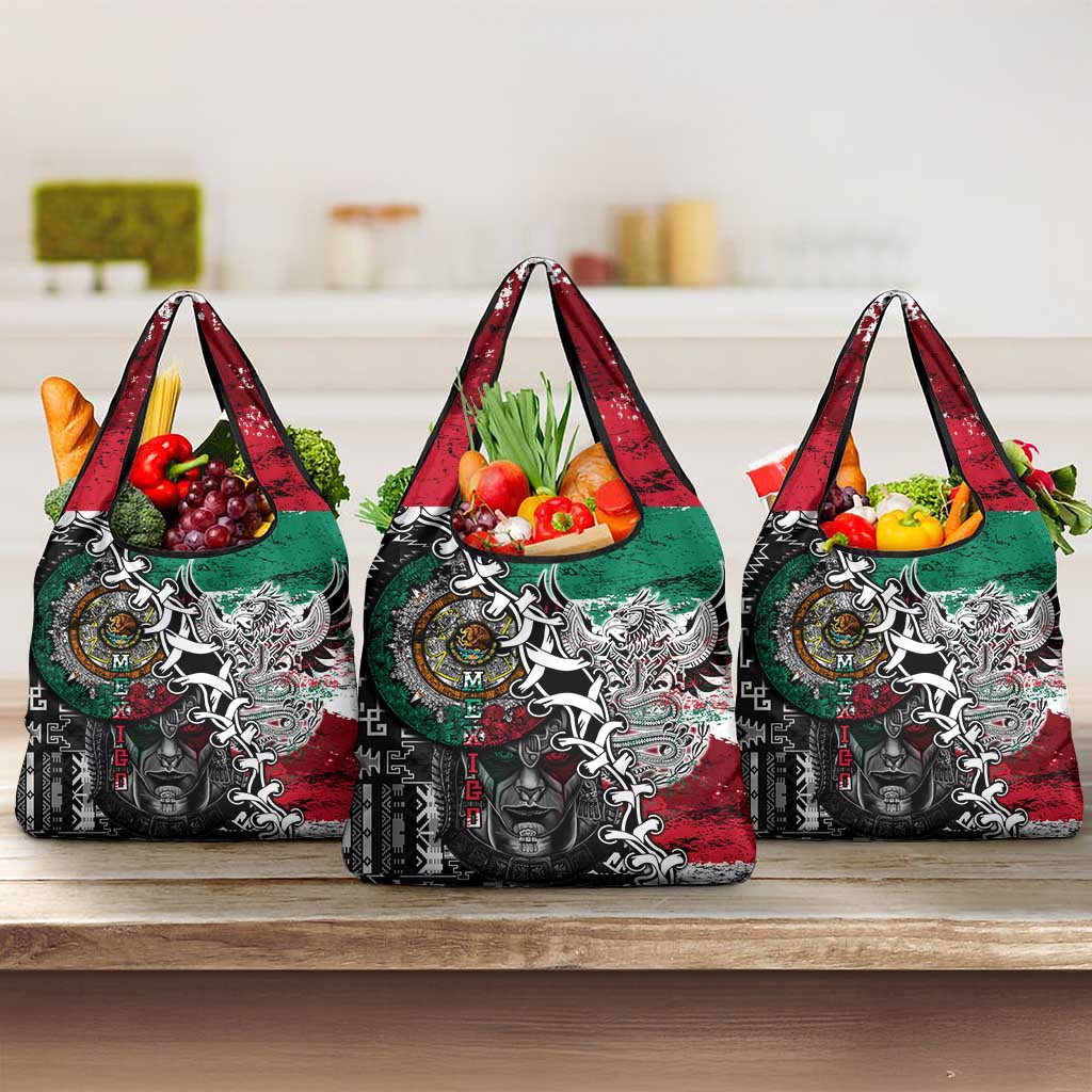 Aztec Warrior Mexican Grocery Bag Aztec Calendar Coat of Arms