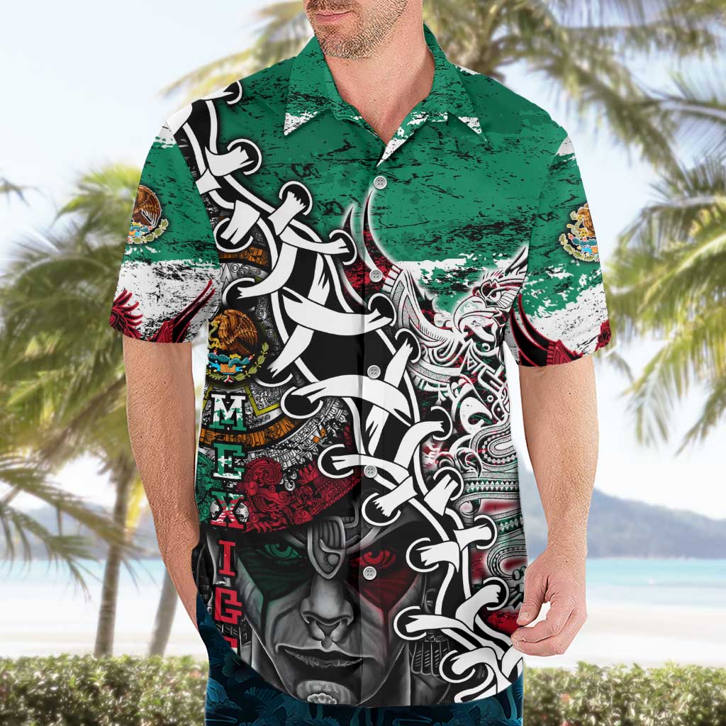 Aztec Warrior Mexican Hawaiian Shirt Aztec Calendar Coat of Arms