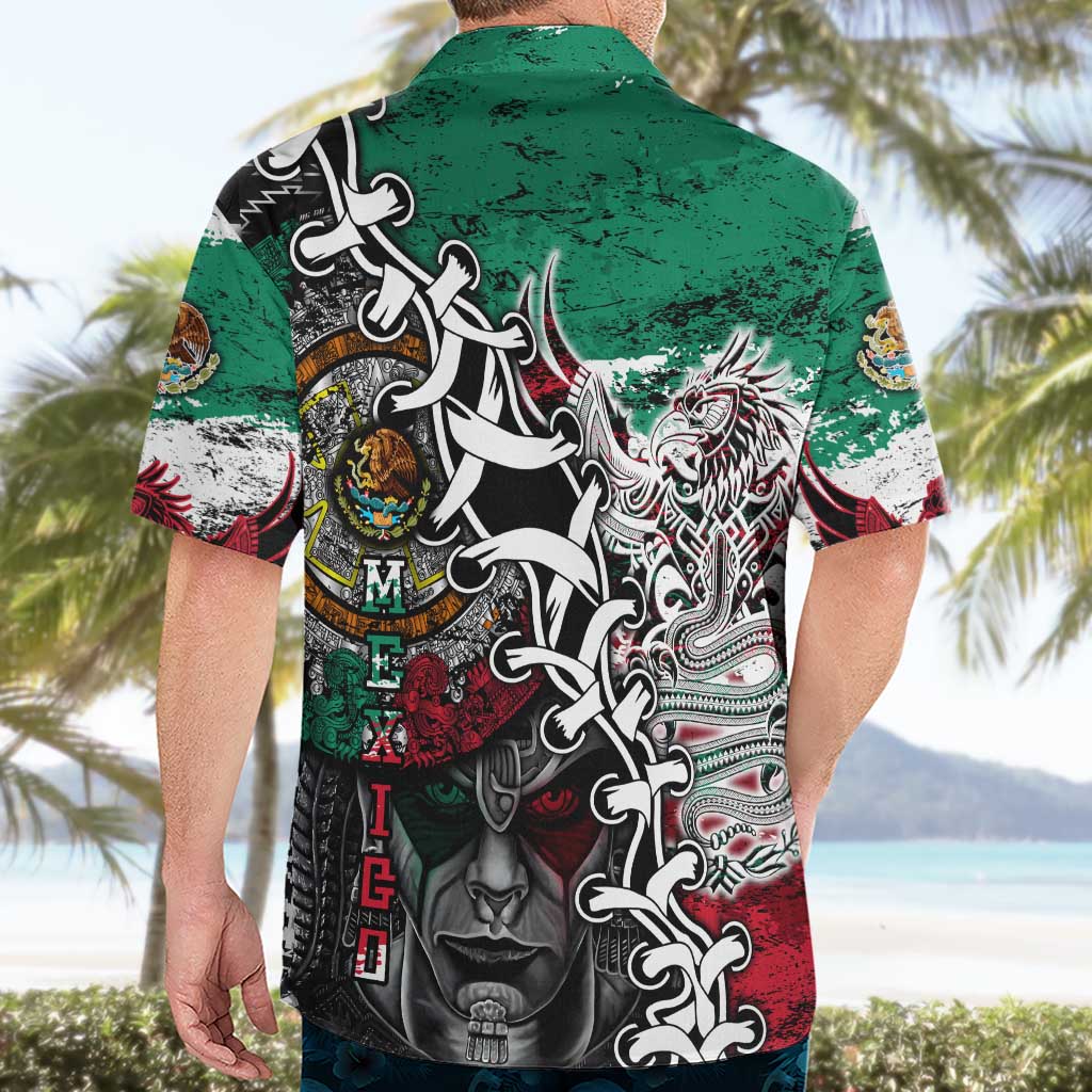 Aztec Warrior Mexican Hawaiian Shirt Aztec Calendar Coat of Arms
