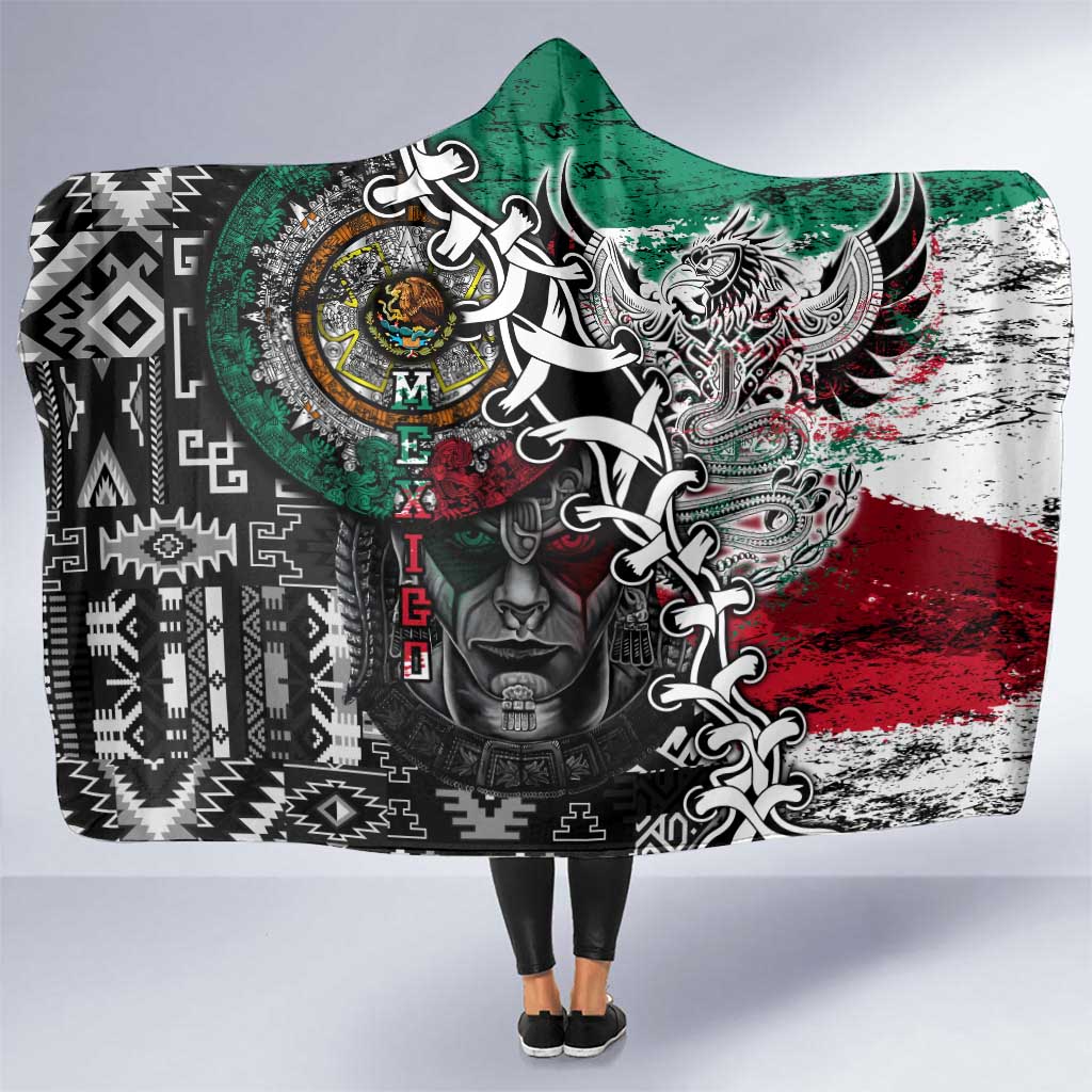 Aztec Warrior Mexican Hooded Blanket Aztec Calendar Coat of Arms