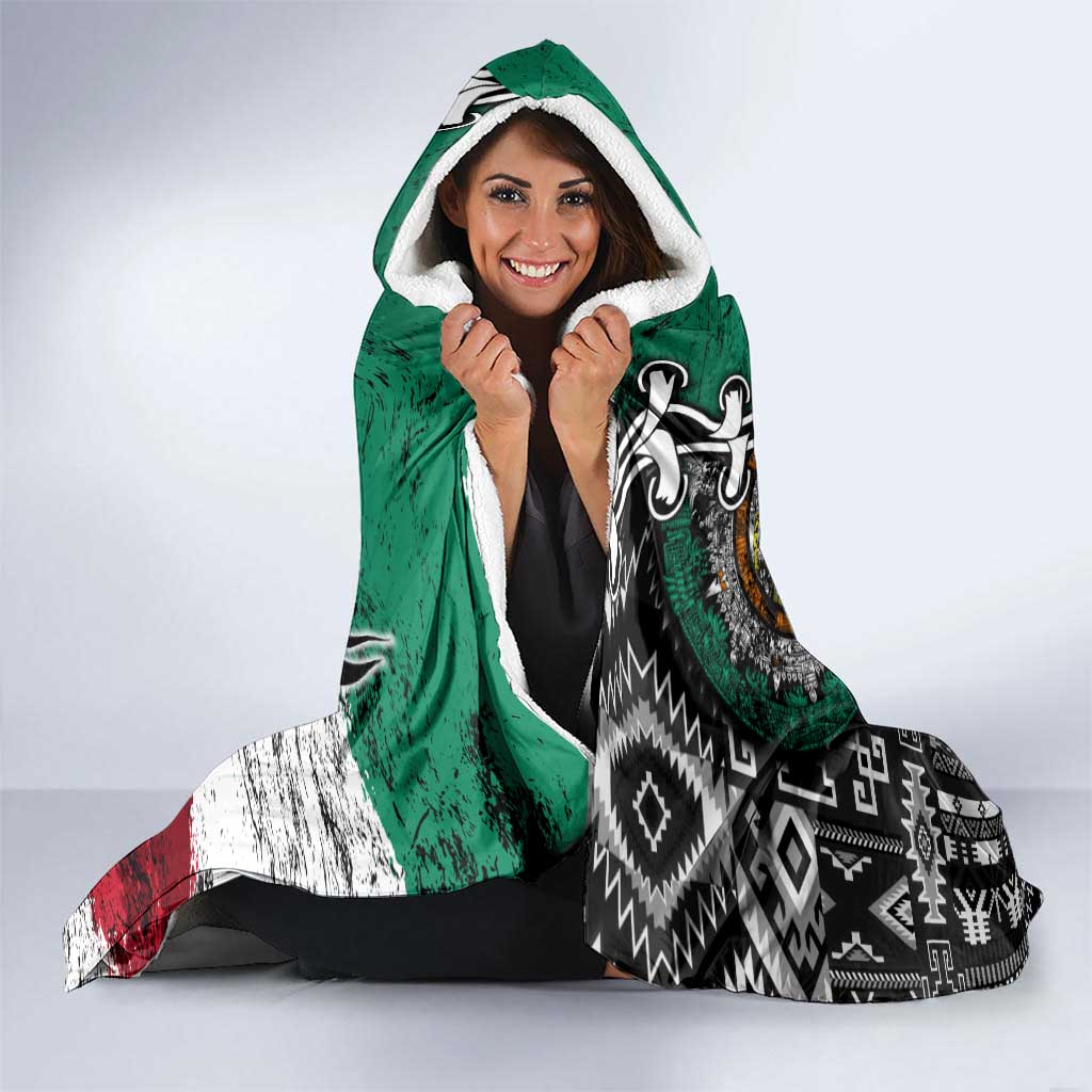 Aztec Warrior Mexican Hooded Blanket Aztec Calendar Coat of Arms