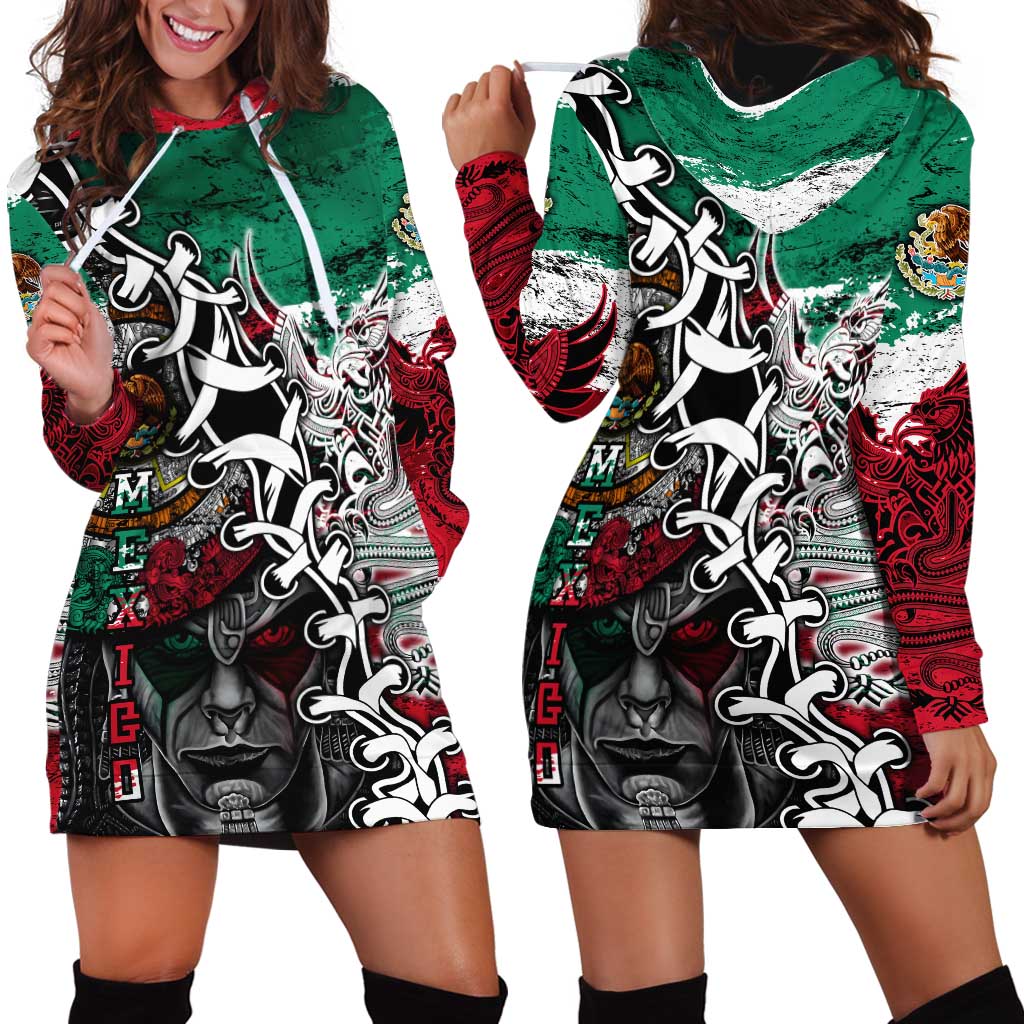 Aztec Warrior Mexican Hoodie Dress Aztec Calendar Coat of Arms