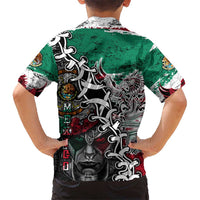 Aztec Warrior Mexican Kid Hawaiian Shirt Aztec Calendar Coat of Arms