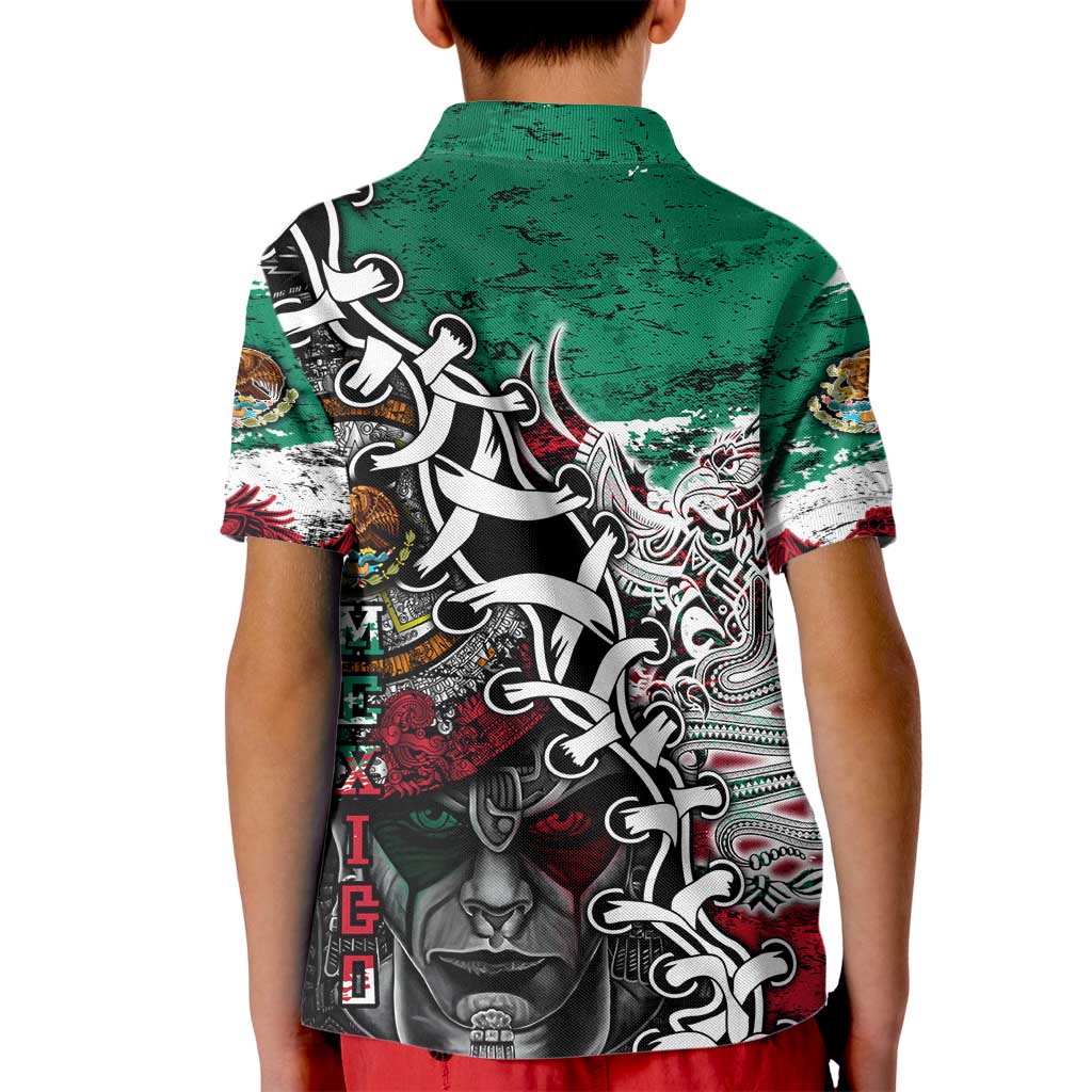 Aztec Warrior Mexican Kid Polo Shirt Aztec Calendar Coat of Arms