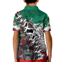 Aztec Warrior Mexican Kid Polo Shirt Aztec Calendar Coat of Arms