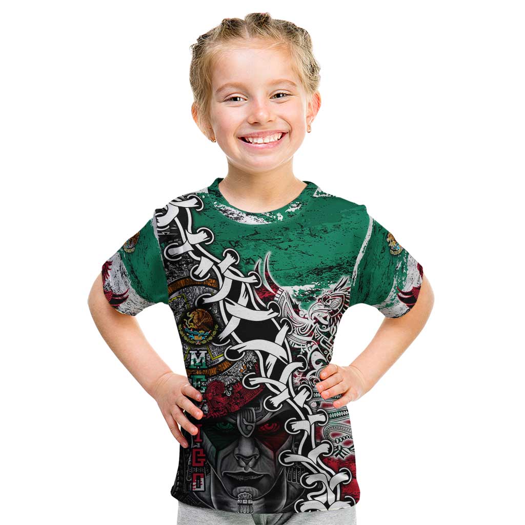 Aztec Warrior Mexican Kid T Shirt Aztec Calendar Coat of Arms