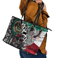 Aztec Warrior Mexican Leather Tote Bag Aztec Calendar Coat of Arms