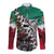 Aztec Warrior Mexican Long Sleeve Button Shirt Aztec Calendar Coat of Arms