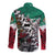 Aztec Warrior Mexican Long Sleeve Button Shirt Aztec Calendar Coat of Arms