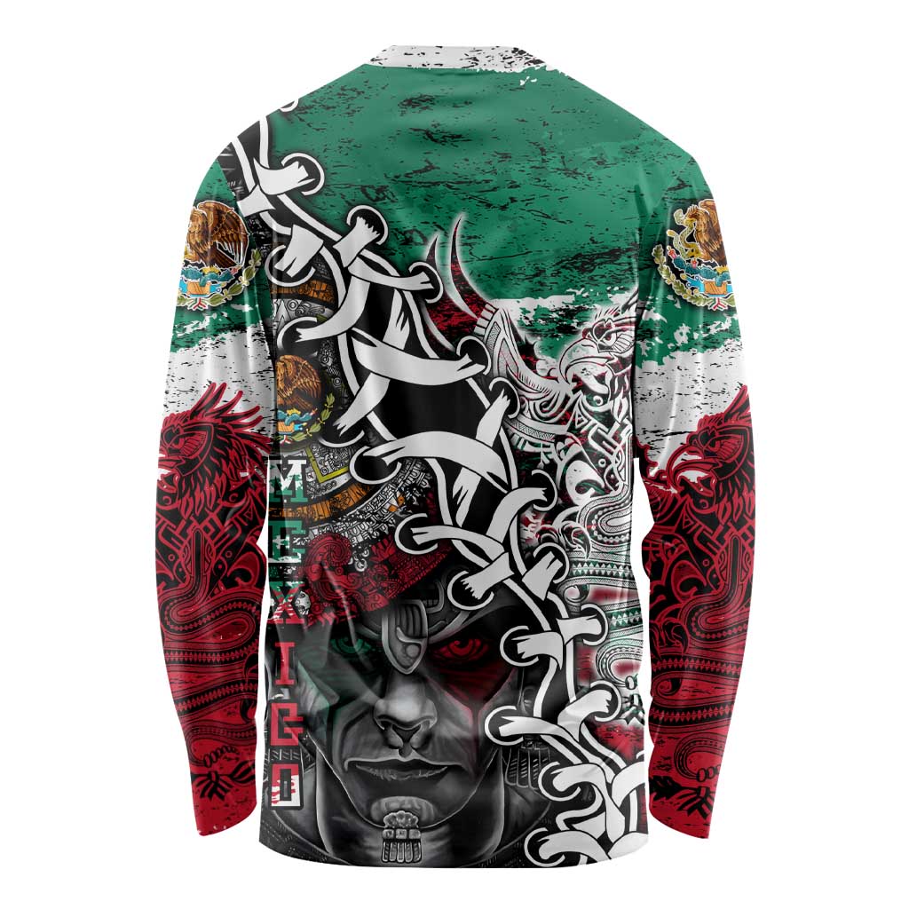 Aztec Warrior Mexican Long Sleeve Shirt Aztec Calendar Coat of Arms