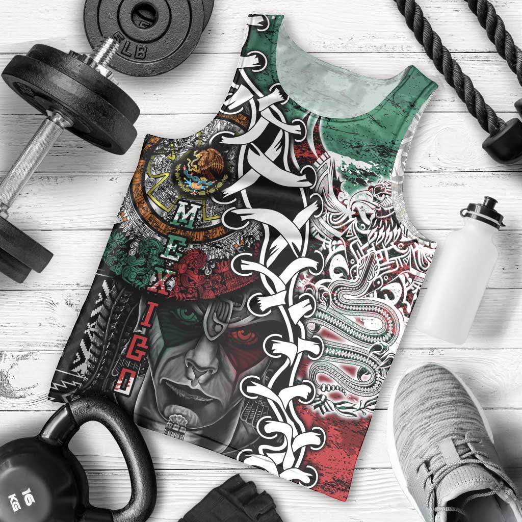 Aztec Warrior Mexican Men Tank Top Aztec Calendar Coat of Arms