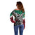 Aztec Warrior Mexican Off Shoulder Sweater Aztec Calendar Coat of Arms