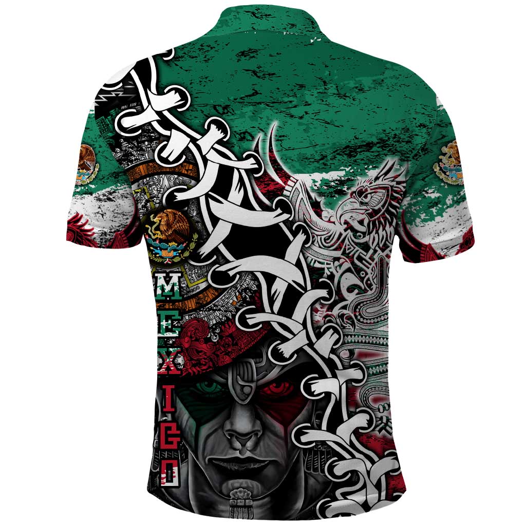 Aztec Warrior Mexican Polo Shirt Aztec Calendar Coat of Arms