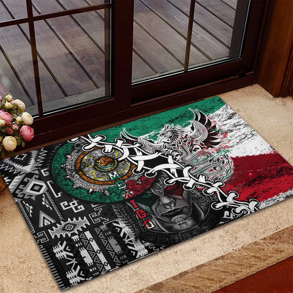 Aztec Warrior Mexican Rubber Doormat Aztec Calendar Coat of Arms