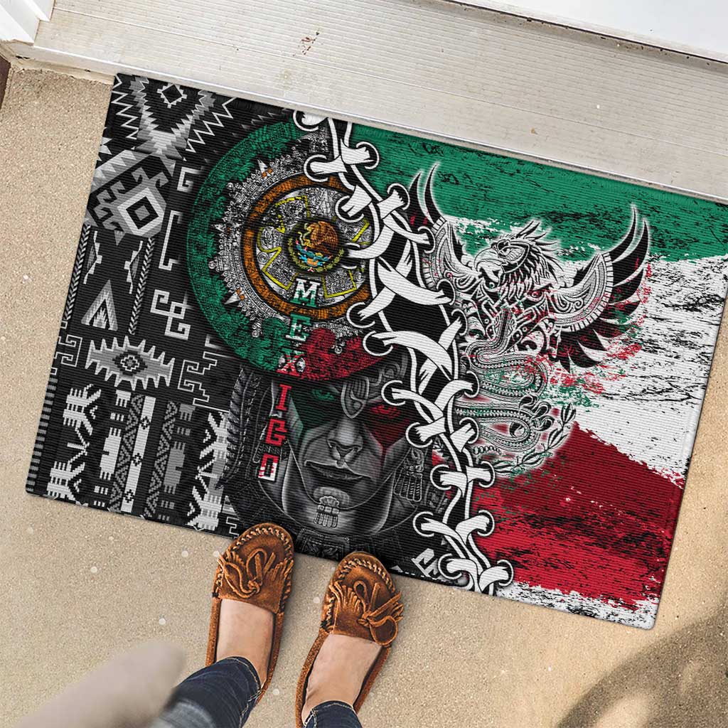 Aztec Warrior Mexican Rubber Doormat Aztec Calendar Coat of Arms