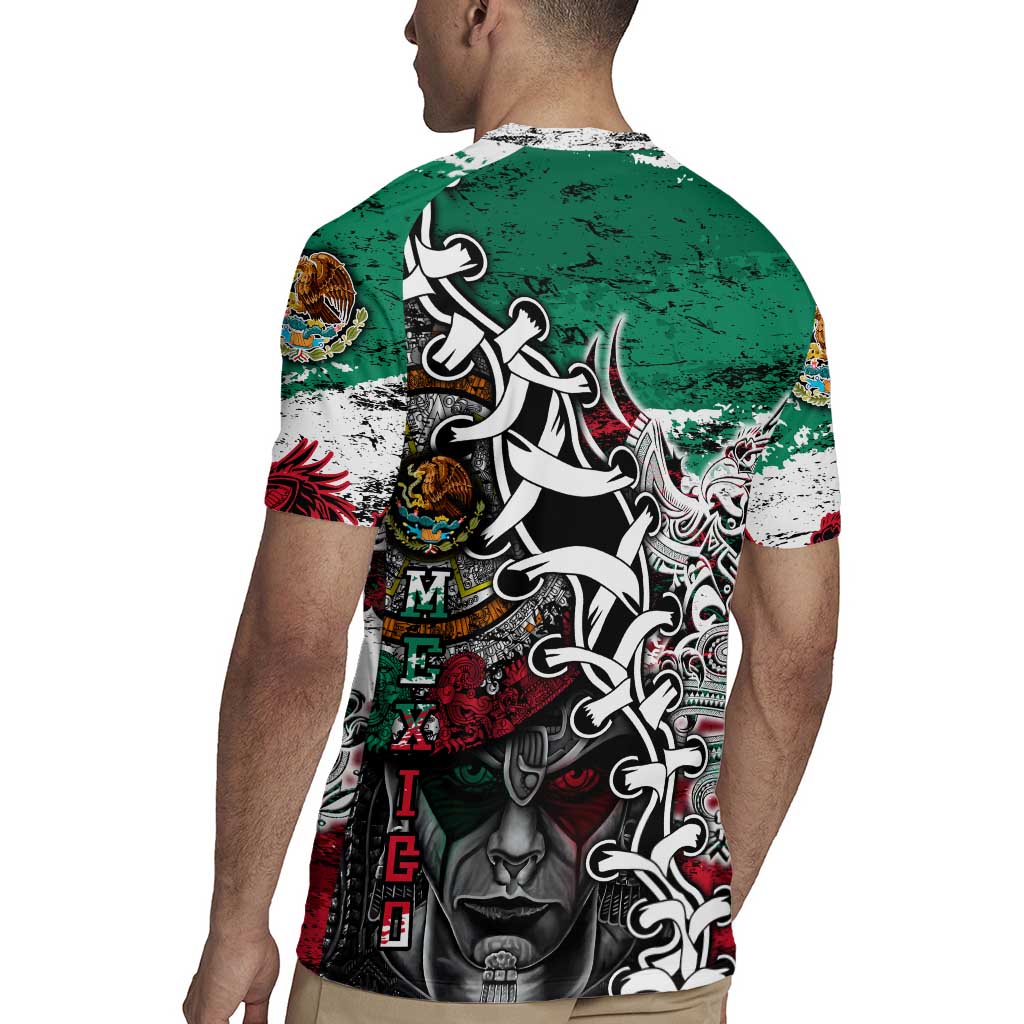 Aztec Warrior Mexican Rugby Jersey Aztec Calendar Coat of Arms