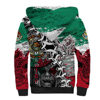 Aztec Warrior Mexican Sherpa Hoodie Aztec Calendar Coat of Arms