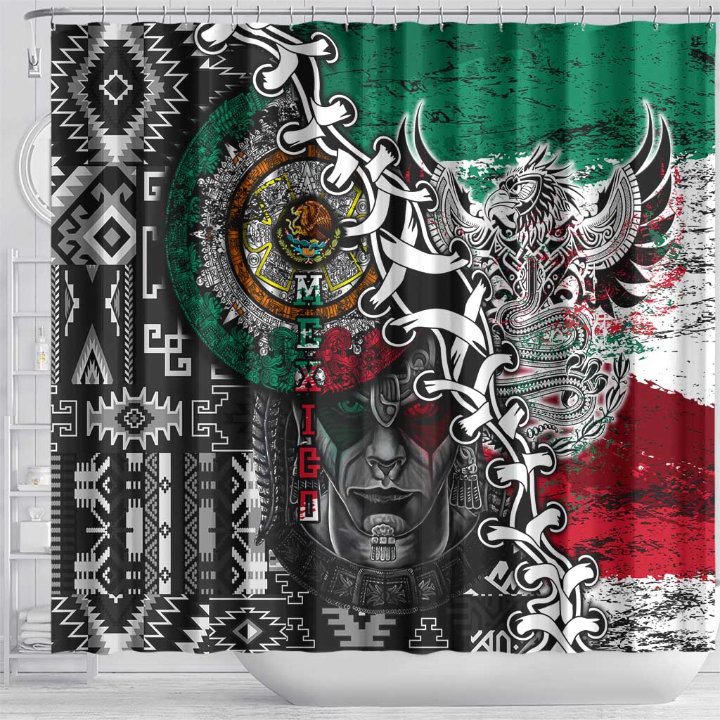 Aztec Warrior Mexican Shower Curtain Aztec Calendar Coat of Arms