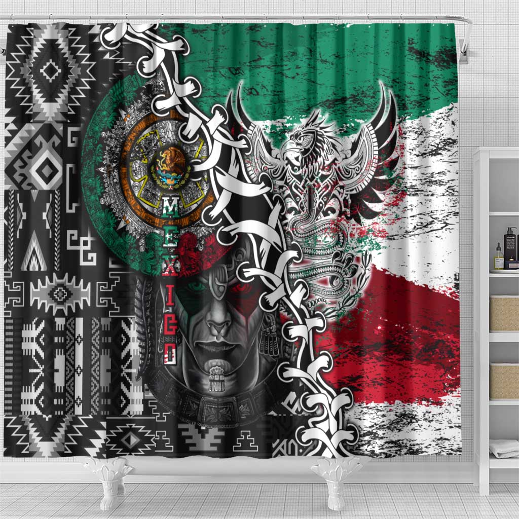 Aztec Warrior Mexican Shower Curtain Aztec Calendar Coat of Arms