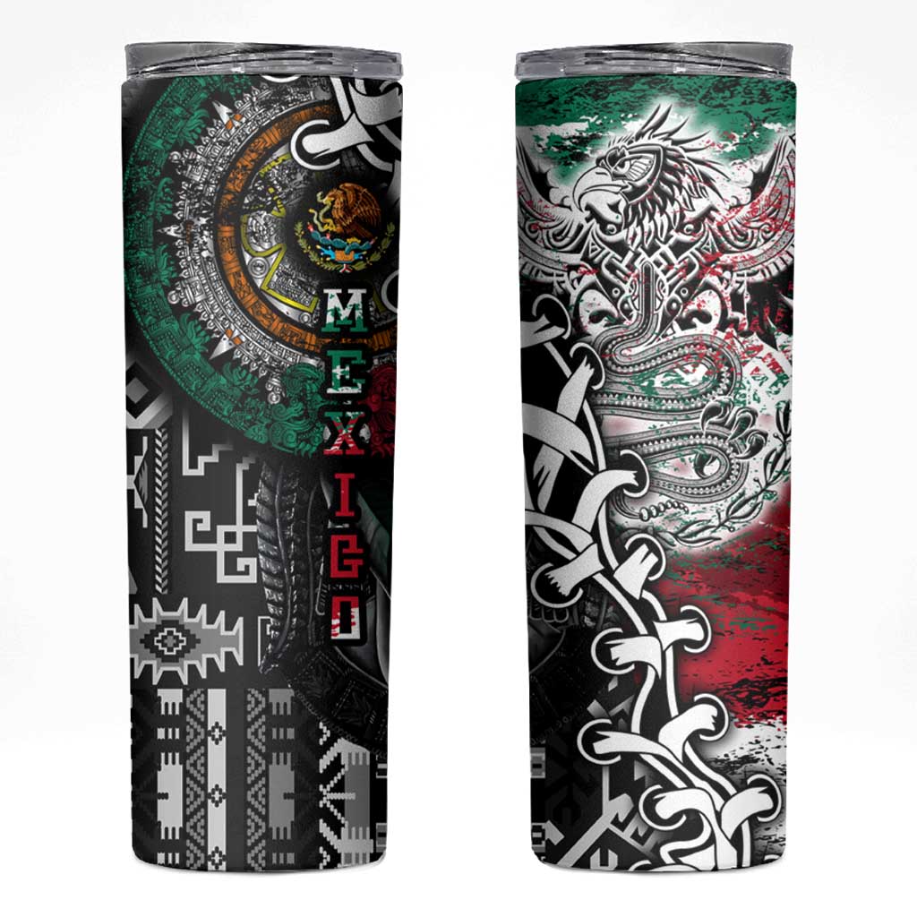 Aztec Warrior Mexican Skinny Tumbler Aztec Calendar Coat of Arms
