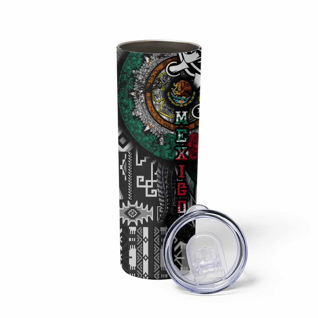 Aztec Warrior Mexican Skinny Tumbler Aztec Calendar Coat of Arms