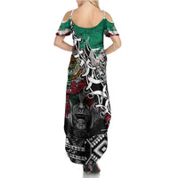 Aztec Warrior Mexican Summer Maxi Dress Aztec Calendar Coat of Arms