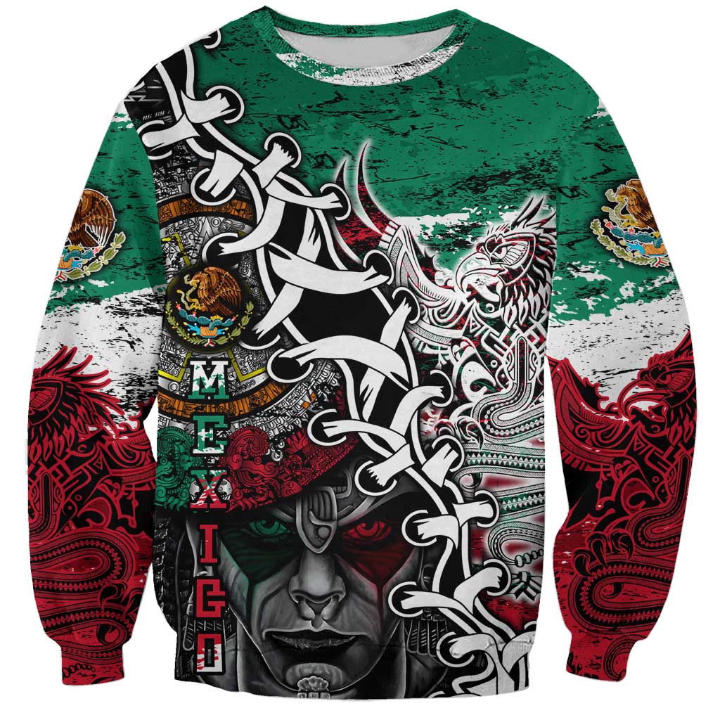 Aztec Warrior Mexican Sweatshirt Aztec Calendar Coat of Arms