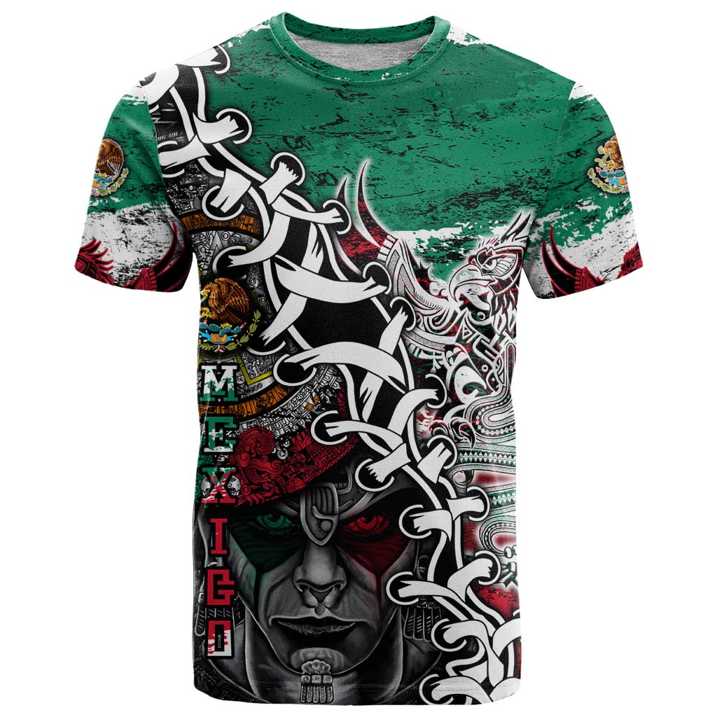 Aztec Warrior Mexican T Shirt Aztec Calendar Coat of Arms
