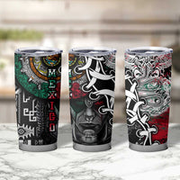 Aztec Warrior Mexican Tumbler Cup Aztec Calendar Coat of Arms