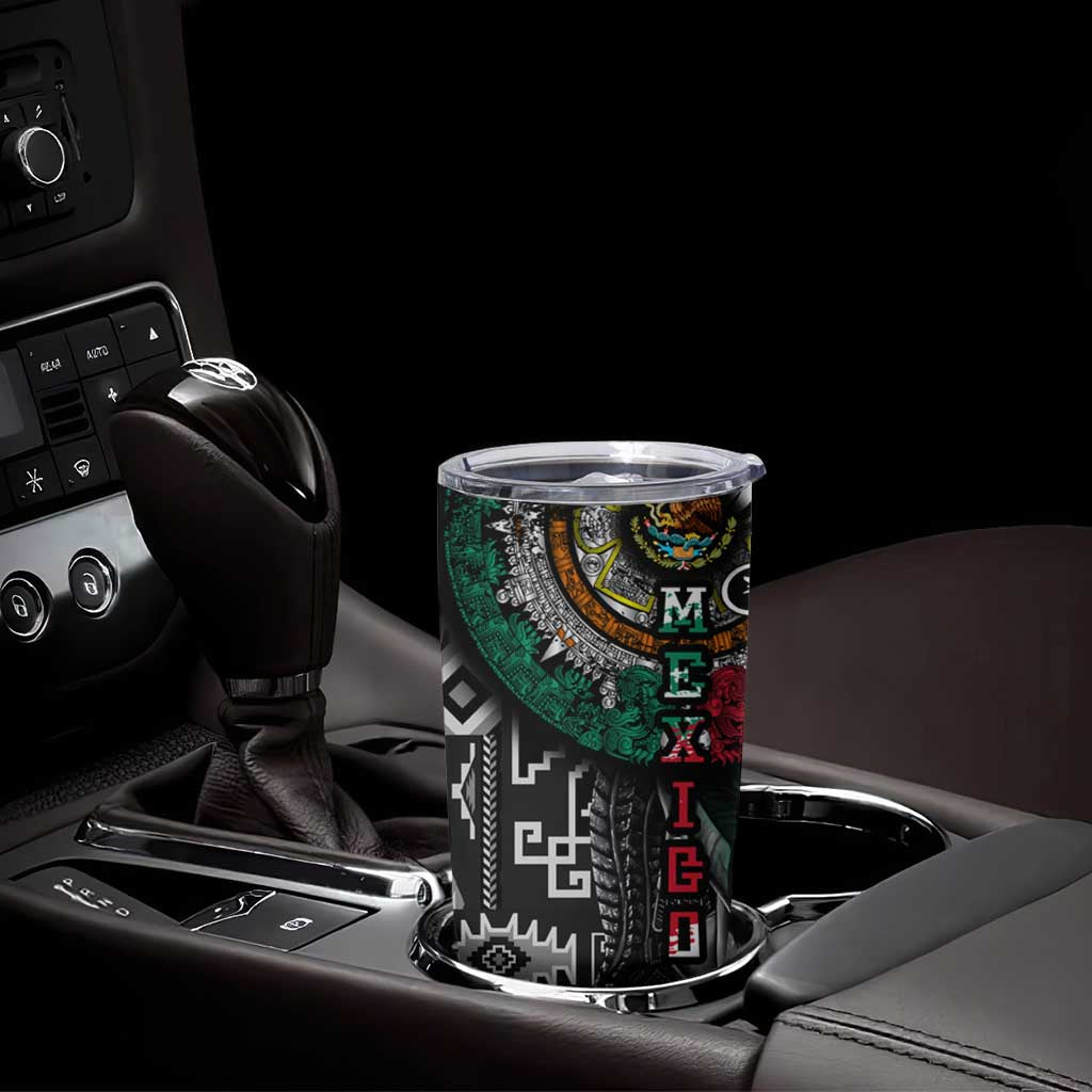 Aztec Warrior Mexican Tumbler Cup Aztec Calendar Coat of Arms