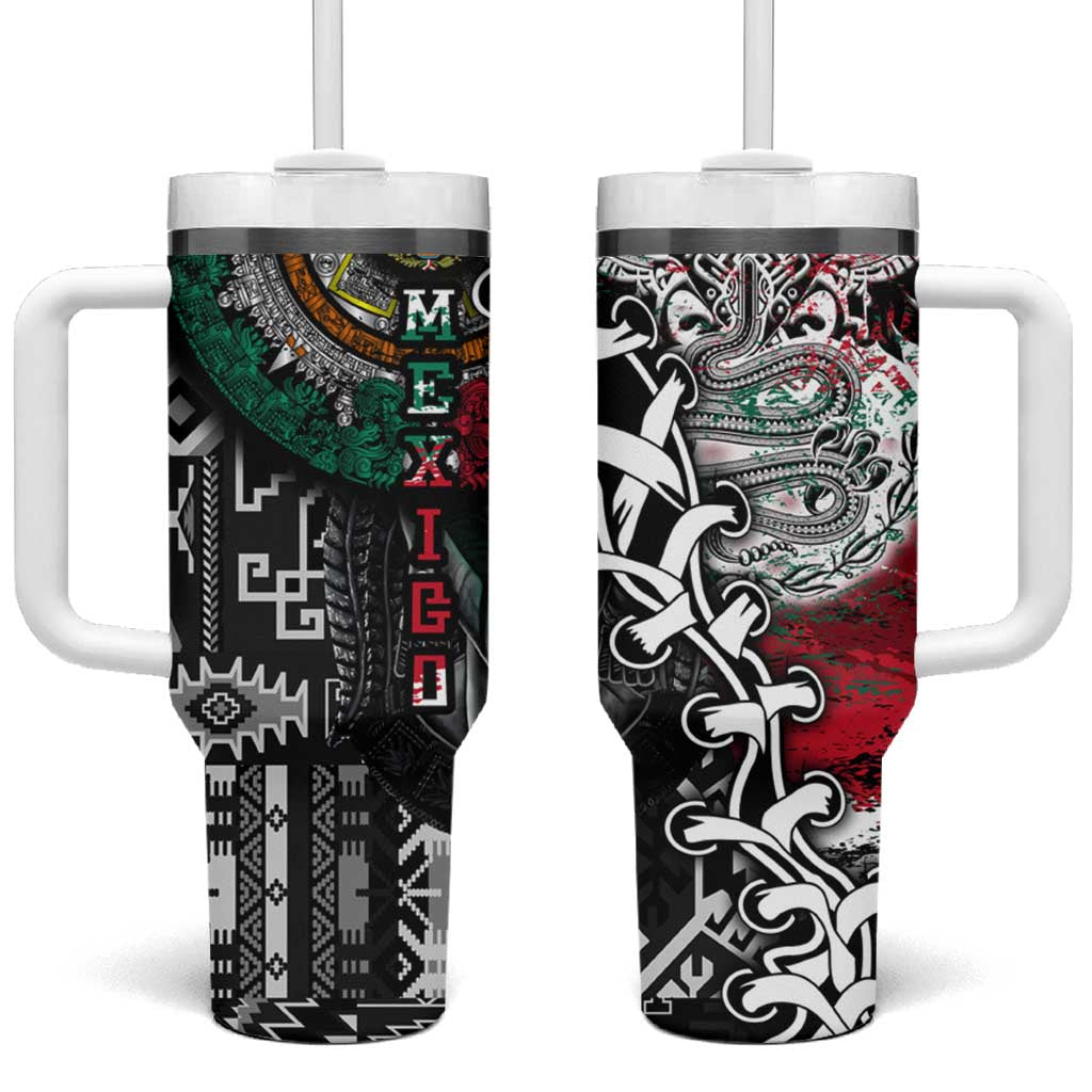 Aztec Warrior Mexican Tumbler With Handle Aztec Calendar Coat of Arms