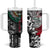 Aztec Warrior Mexican Tumbler With Handle Aztec Calendar Coat of Arms