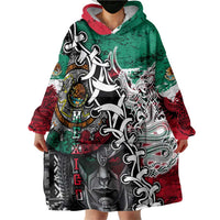 Aztec Warrior Mexican Wearable Blanket Hoodie Aztec Calendar Coat of Arms