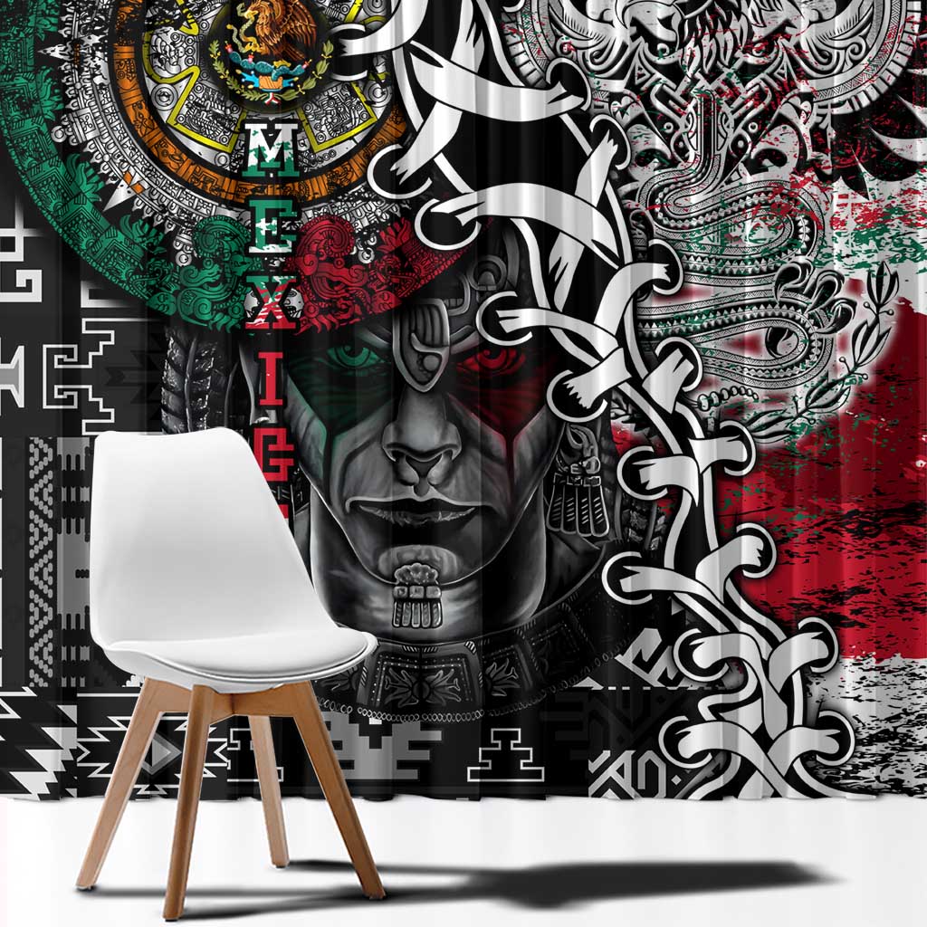 Aztec Warrior Mexican Window Curtain Aztec Calendar Coat of Arms