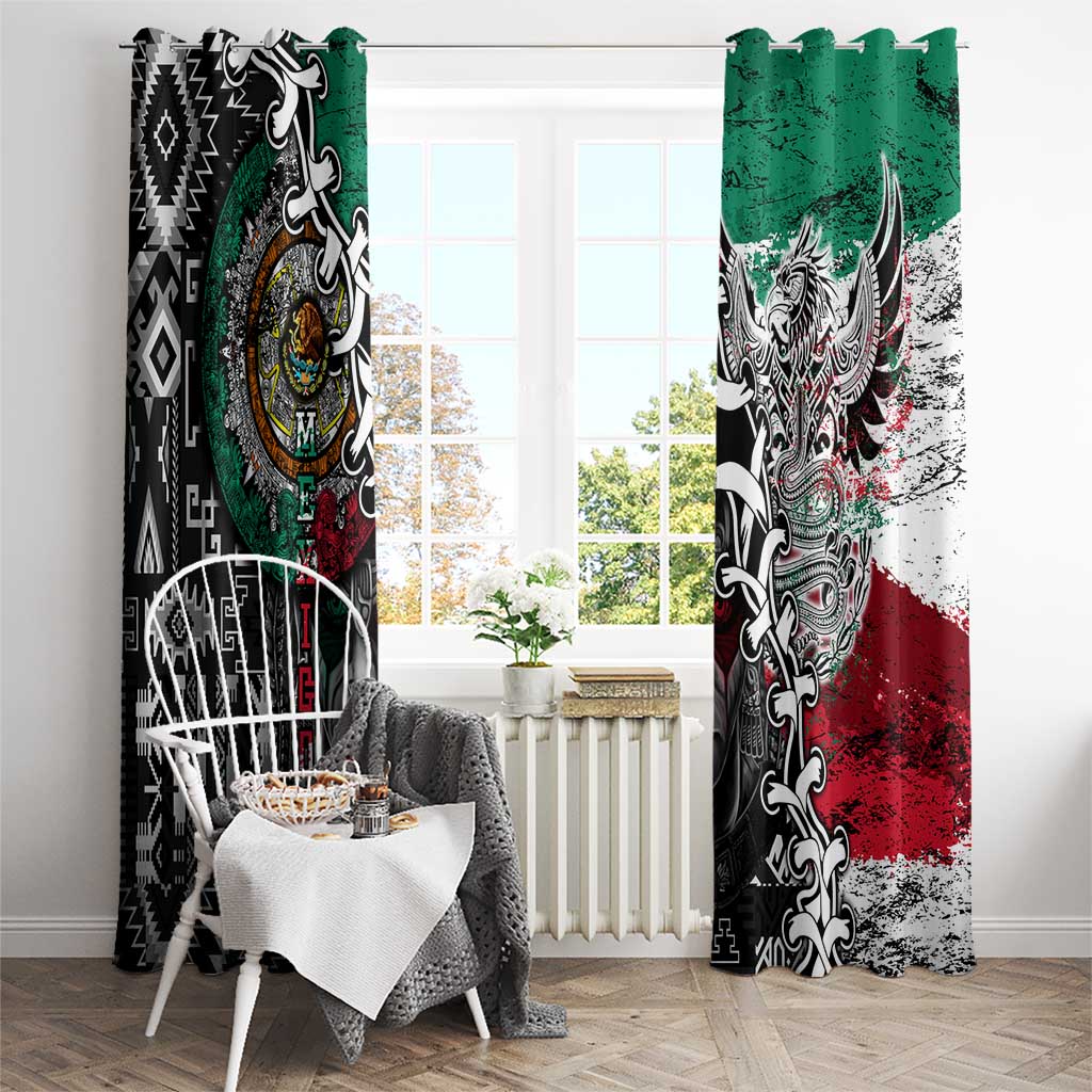 Aztec Warrior Mexican Window Curtain Aztec Calendar Coat of Arms